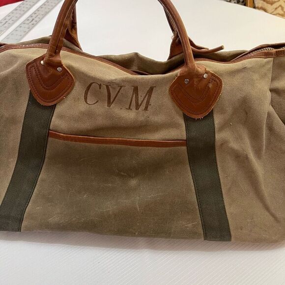 L.L. Bean Vintage Distressed Monogramed Duffle Bag - Picture 2 of 14